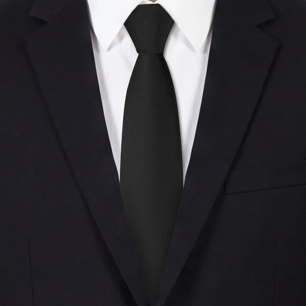Men's Black Solid Pure Color Formal 3.15